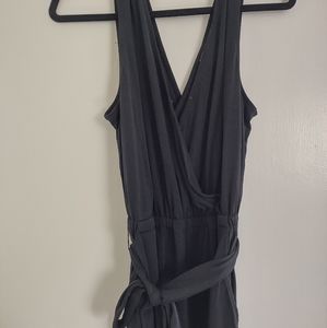 Black, floor length romper with tie